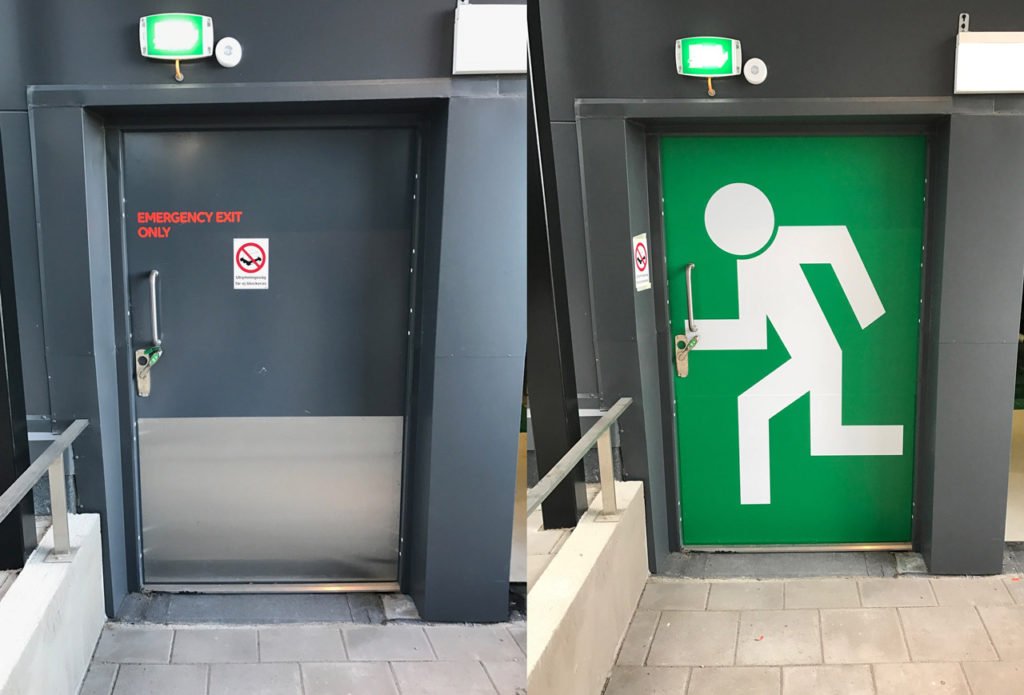 nödutgång uppmärkning säkerhet